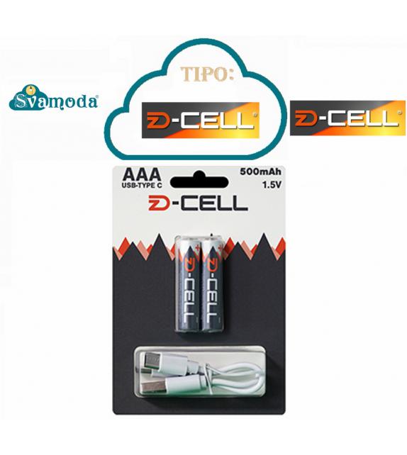 DZ-CELL AAA USB-C BATTERIA RICARICABILE 500MAH 2PZ