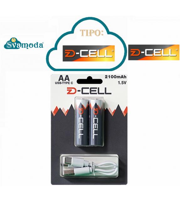 DZ-CELL AA USB-C BATTERIA RICARICABILE 2100MAH 2PZ
