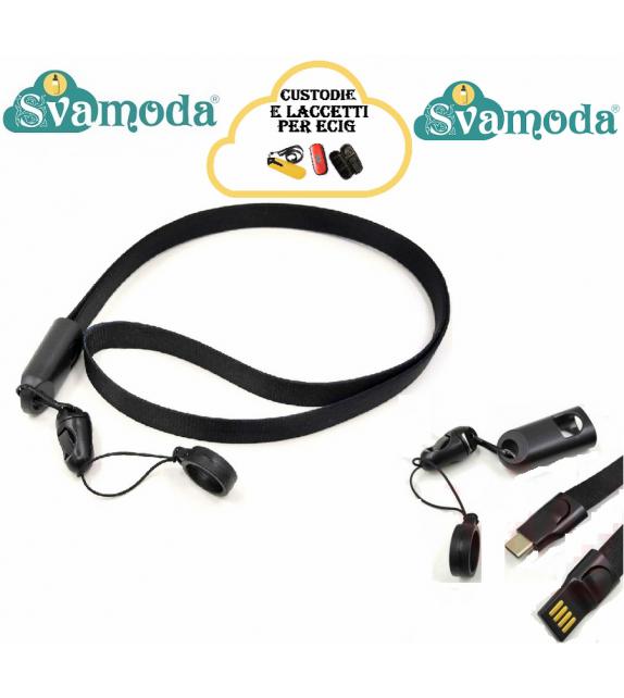 SVAMODA TRACOLLA TESSUTO CON ANELLO E USB-C PER E-CIG
